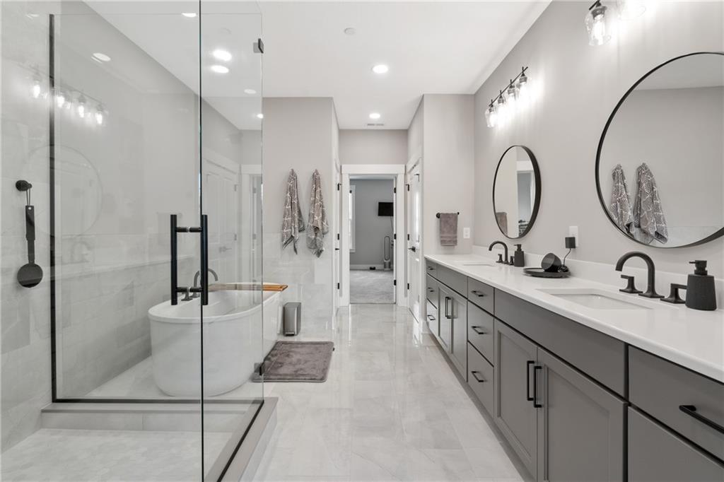 146 Enclave Drive Mars, PA 16046 - Photo 14 of 43 a bathroom with a double vanity sink mirror and shower