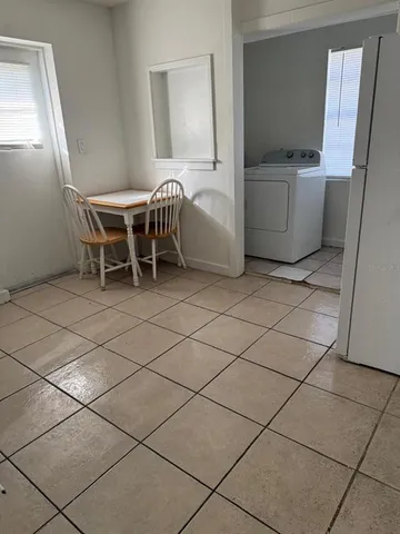 a room with a table and a chair