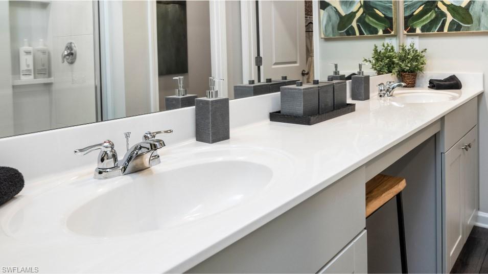 12240 Dakota Ridge Place North Fort Myers, FL 33917 - Photo 16 of 32 a bathroom with a double vanity sink and a mirror