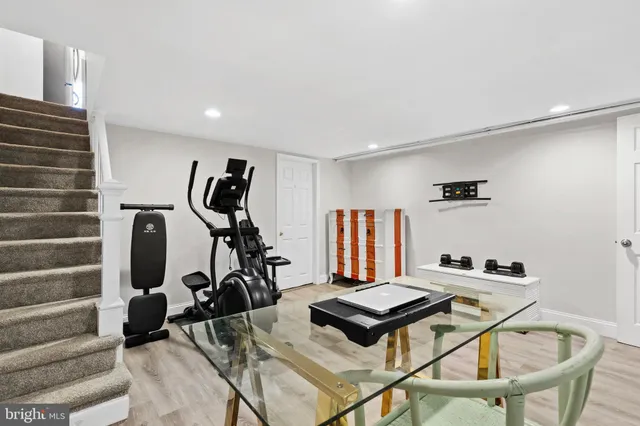 a room with gym equipment