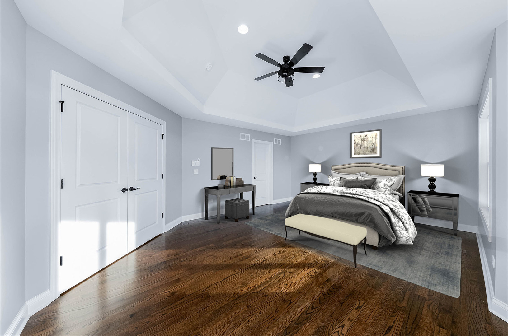 2004 Oldfield Road Darien, IL 60561 - Photo 27 of 40 a bedroom with a bed and a chandelier