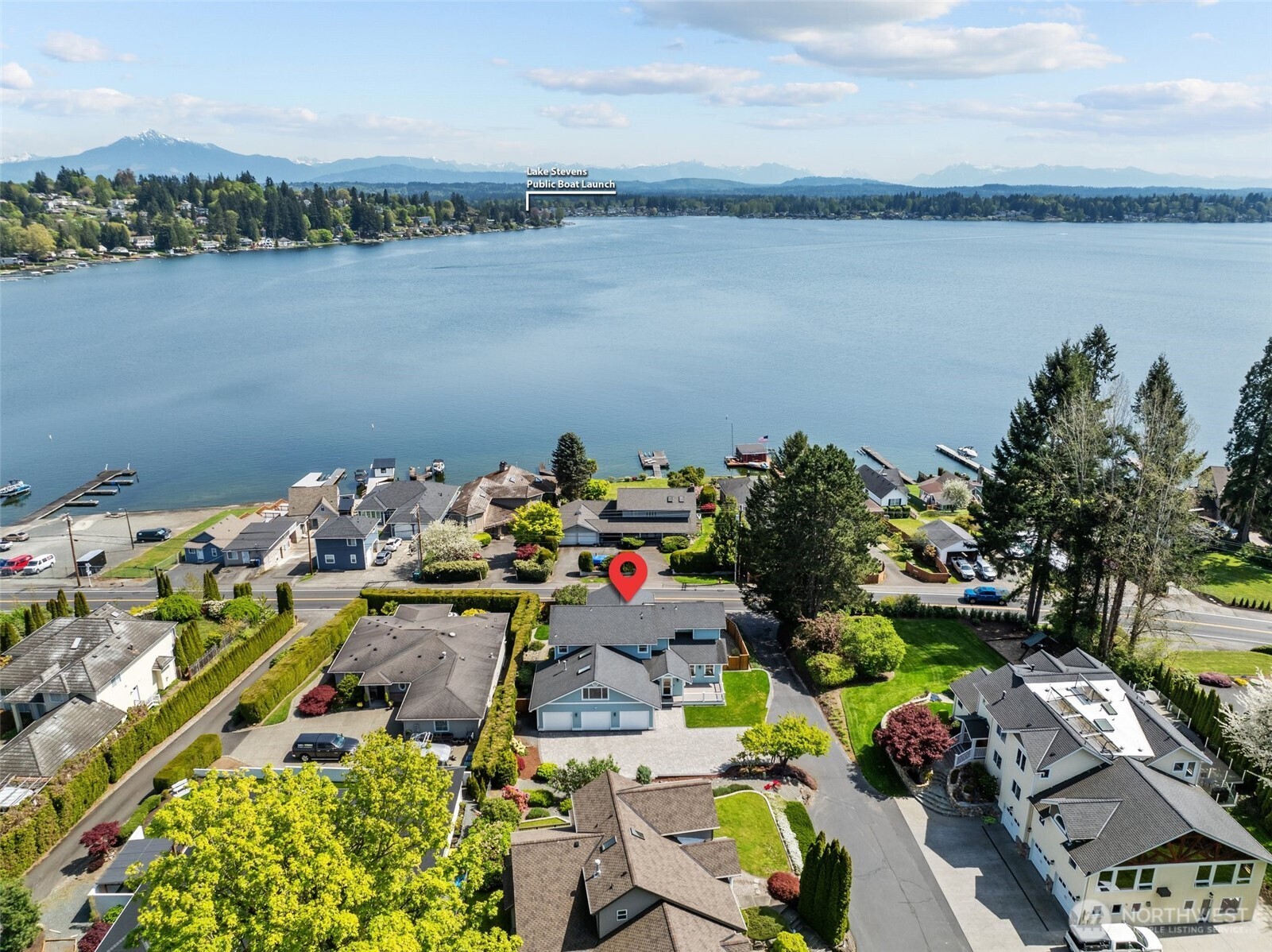 1802 Vernon Road Lake Stevens, WA 98258 - Photo 37 of 40 an aerial view of a houses with a lake view