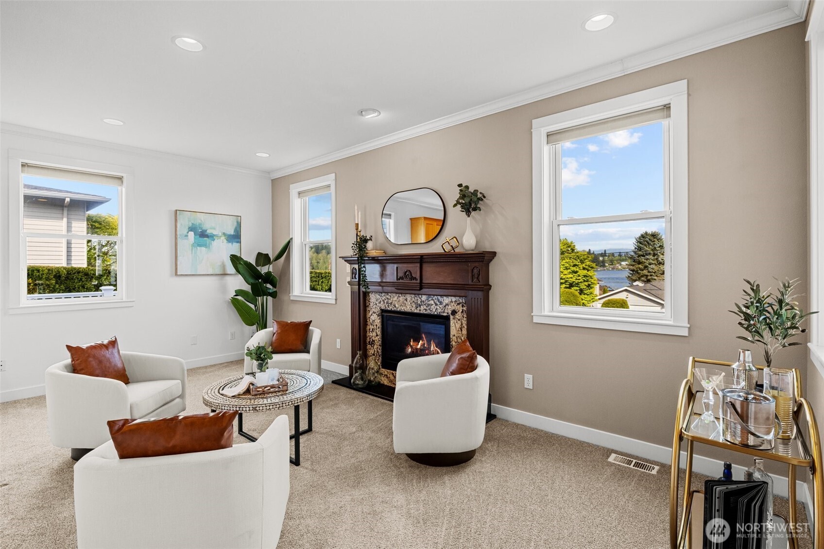 1802 Vernon Road Lake Stevens, WA 98258 - Photo 10 of 40 a living room with furniture and a fireplace