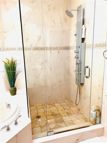 a bathroom with a shower