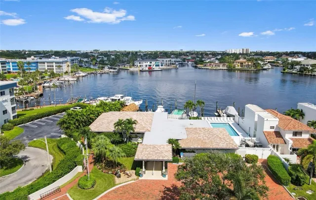 a view of a lake with a city