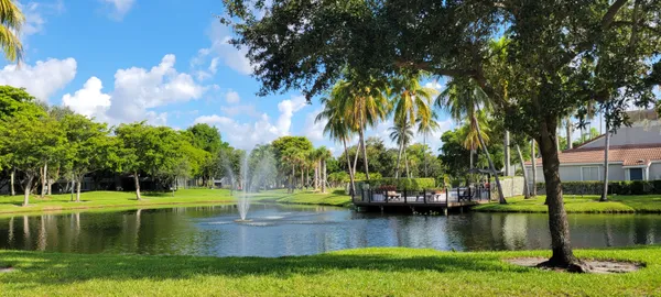 a view of a lake with houses