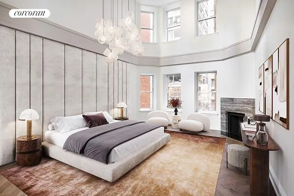 a living room with furniture a window and gym equipment