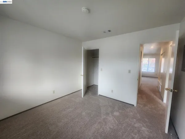 an empty room with a door