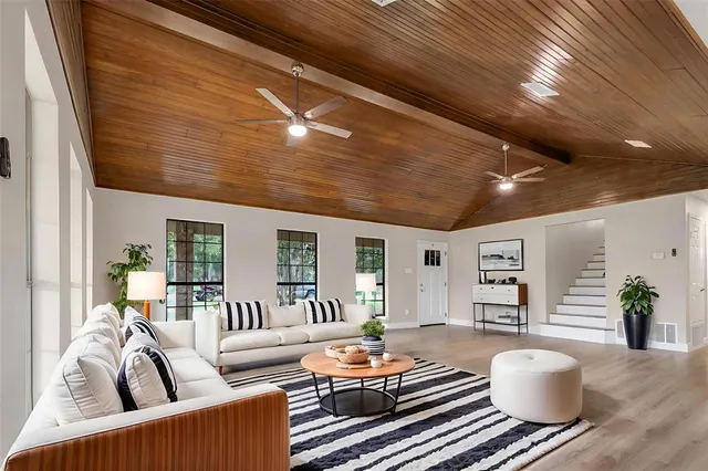 a outdoor living space with furniture and a potted plant