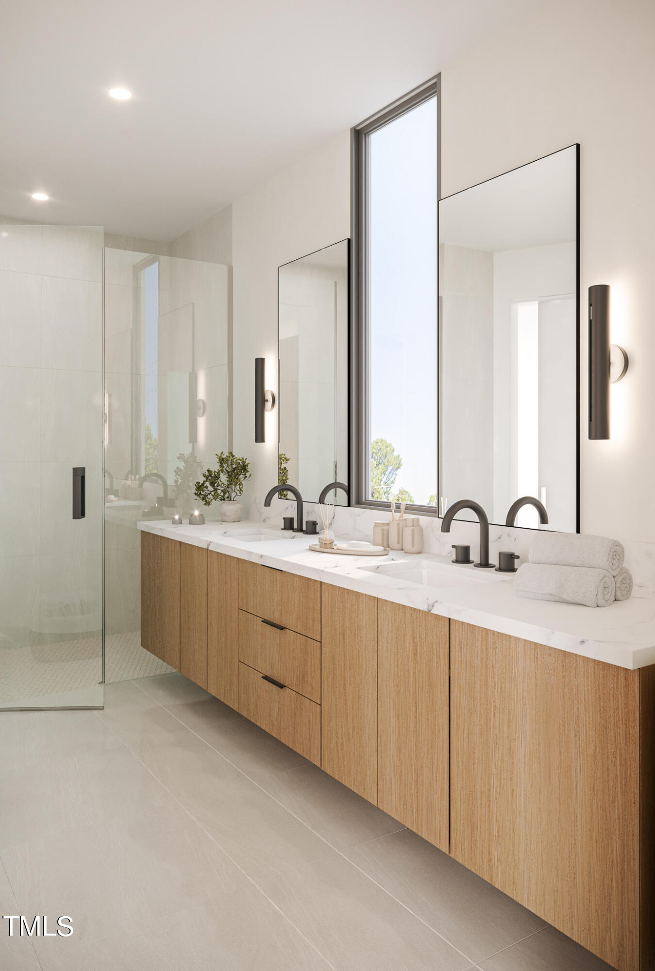 1310 Chamblee Hill Raleigh, NC 27608 - Photo 8 of 26 a bathroom with double vanity sinks and a mirror