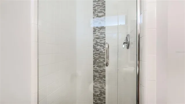 close up of a white shower curtain