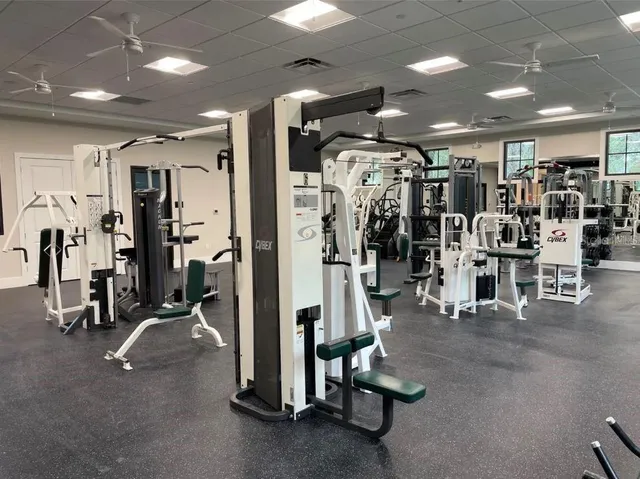a view of a room with gym equipment