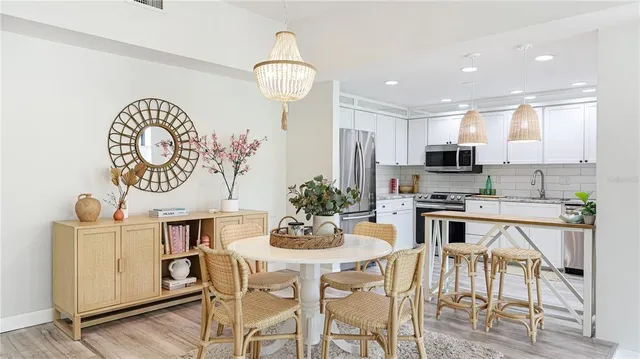 a table and chairs in a kitchen