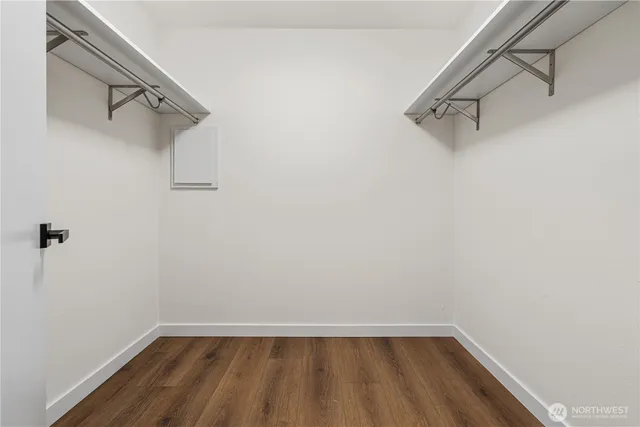 a view of small space with racks on the wall