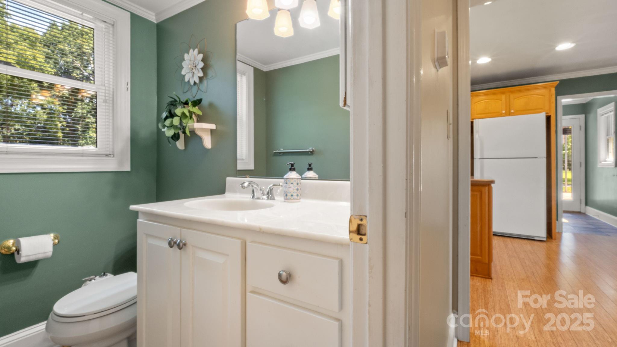 8809 Fairview Road Mint Hill, NC 28227 - Photo 19 of 43 a bathroom with a sink a toilet and a mirror