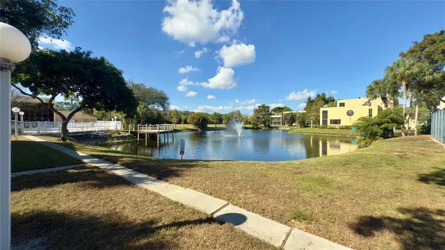 a view of a lake with houses