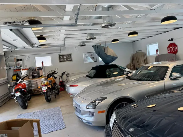 a car parked in a garage