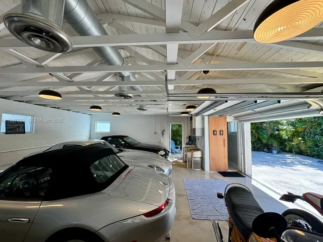 a car parked in a garage