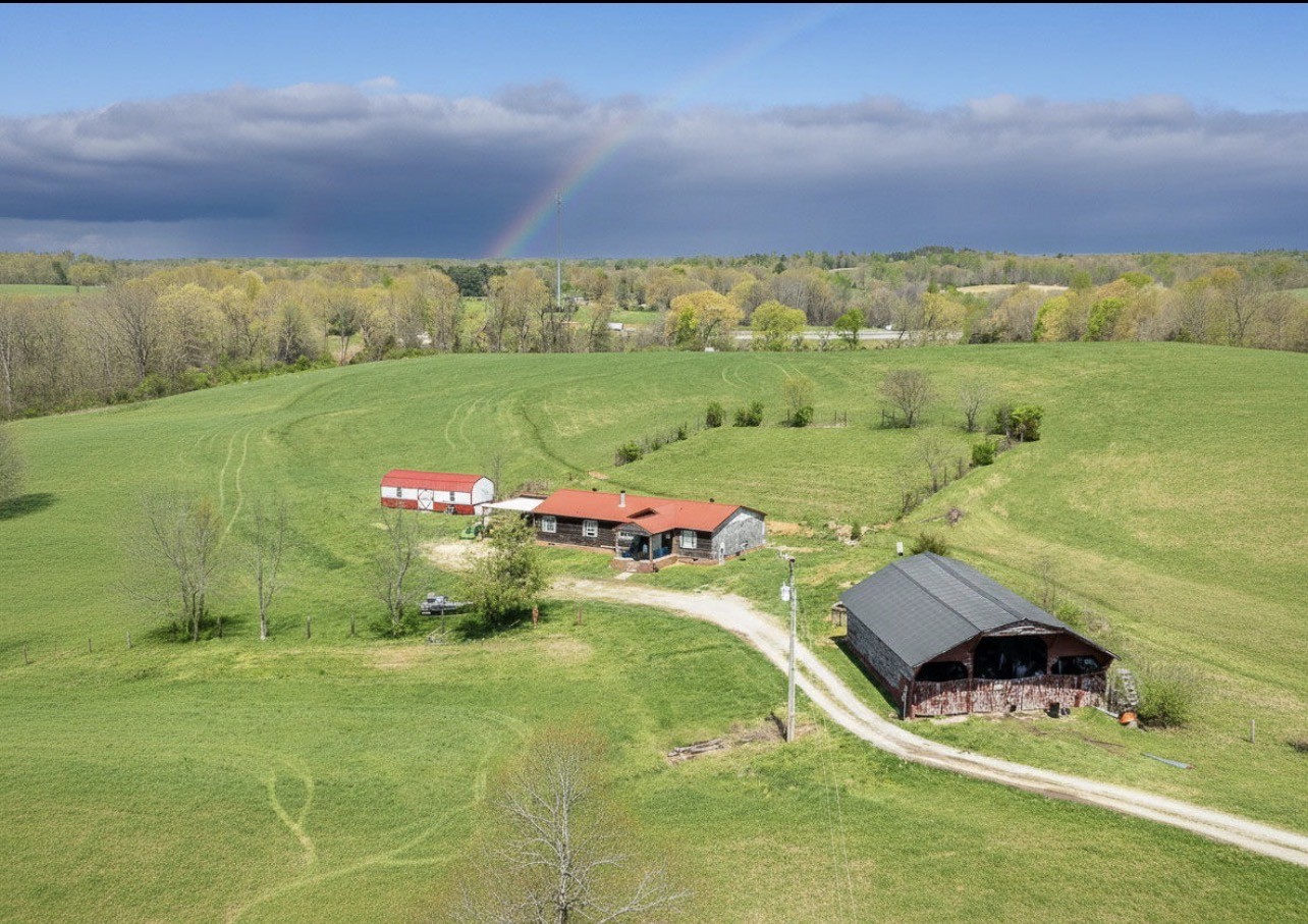 an aerial view of a house