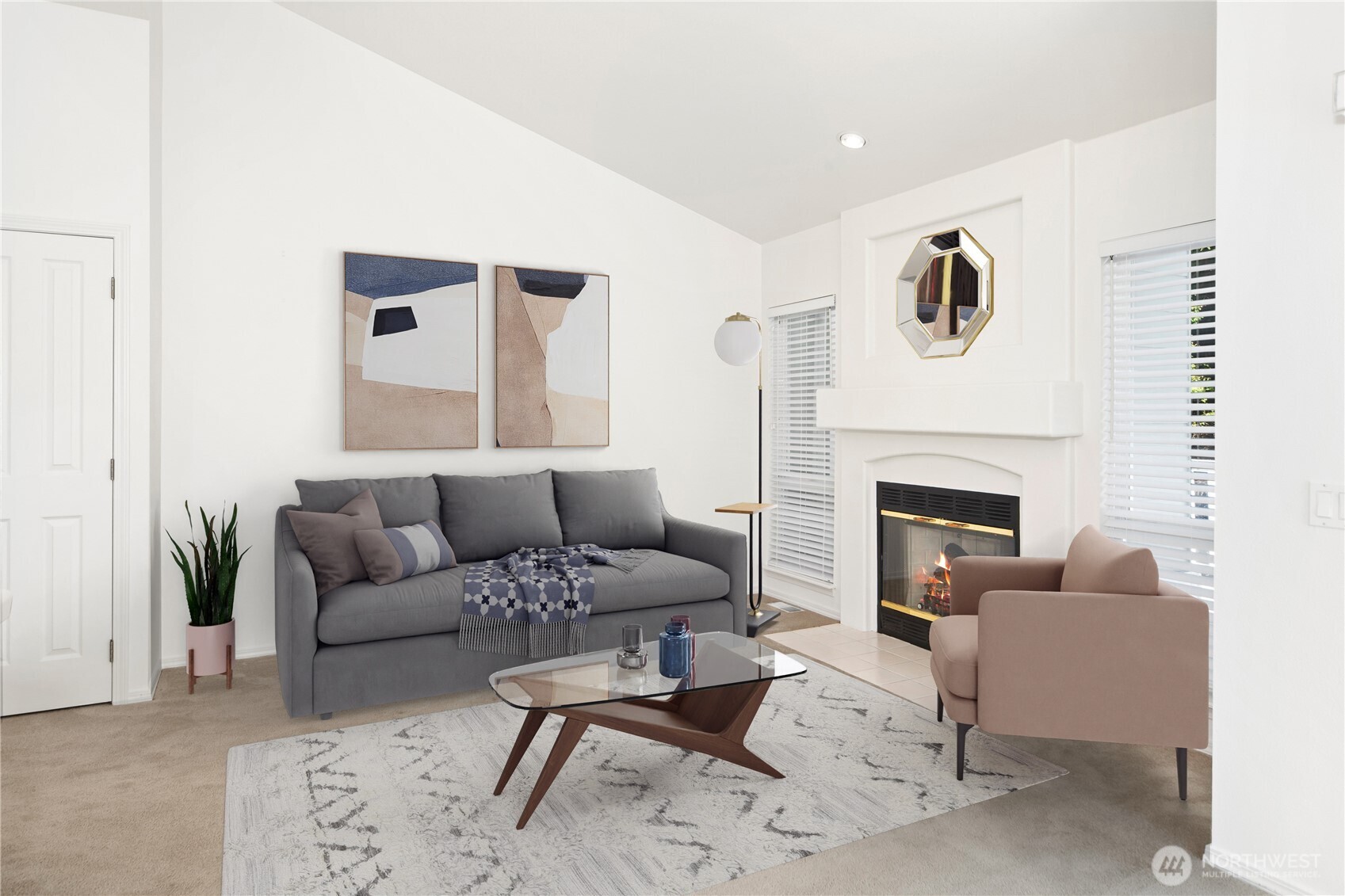 61 South Keel Way Port Ludlow, WA 98365 - Photo 9 of 33 a living room with furniture and a fireplace