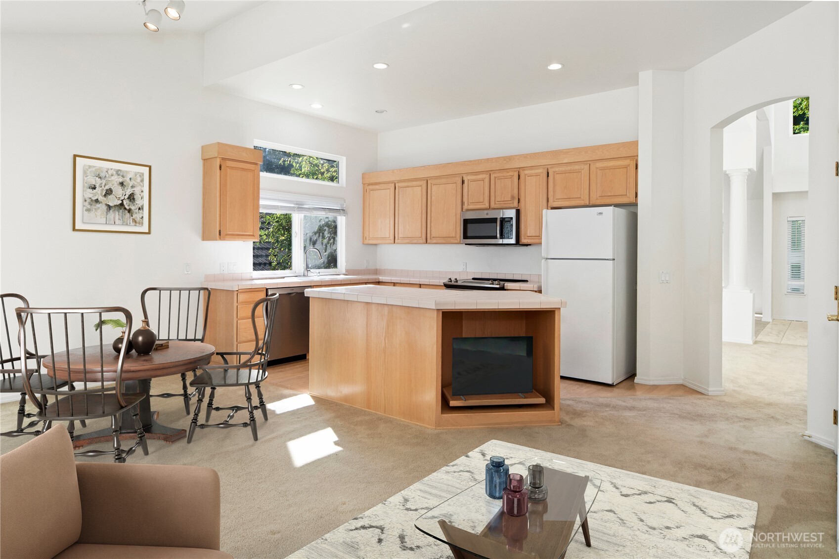 61 South Keel Way Port Ludlow, WA 98365 - Photo 10 of 33 a living room with stainless steel appliances kitchen island granite countertop furniture and a kitchen view