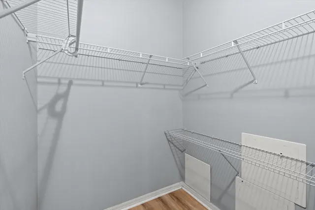 a view of a room with racks on the wall