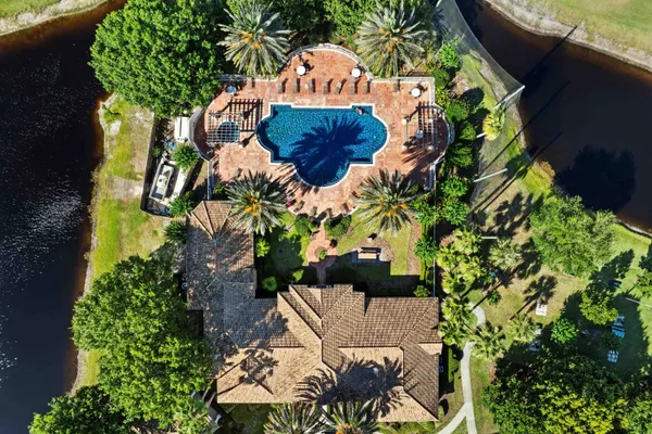 an aerial view of a house having outdoor space