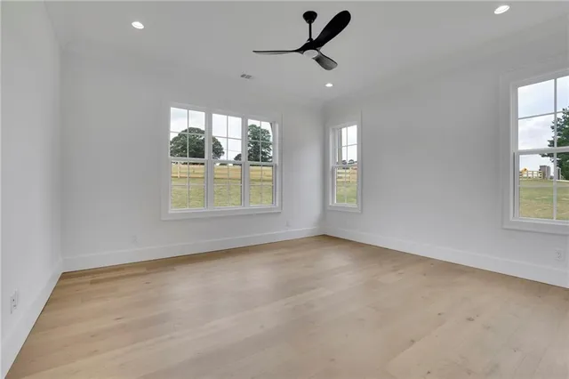 an empty room with windows