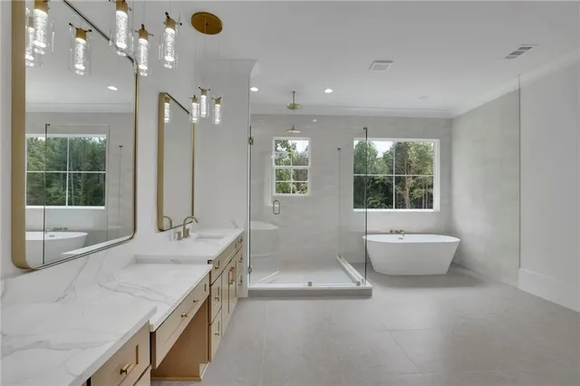 a backyard of a house with lots of green space