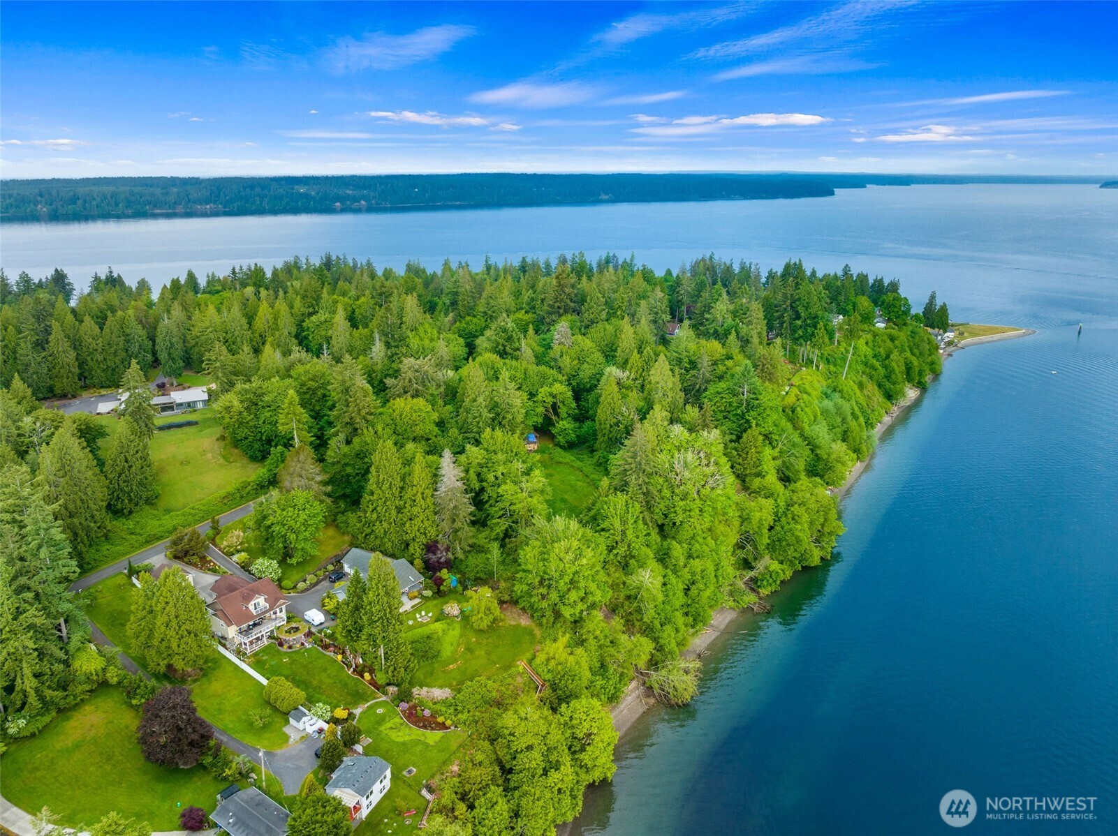 a view of a field with an ocean