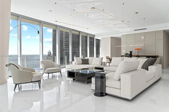 a view of a building with a large window