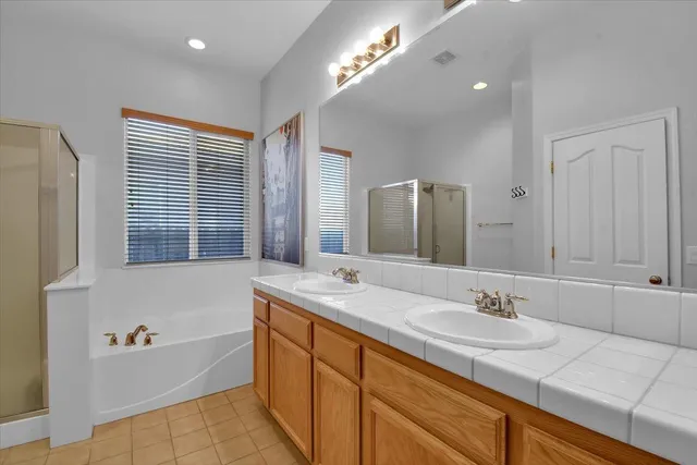 a view of a patio with a big yard