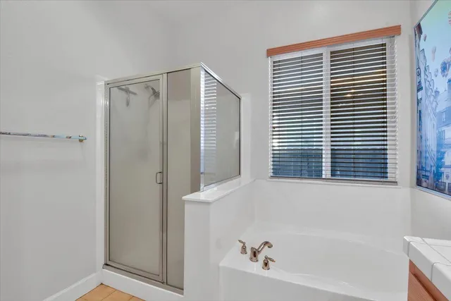 a view of a garden with wooden fence