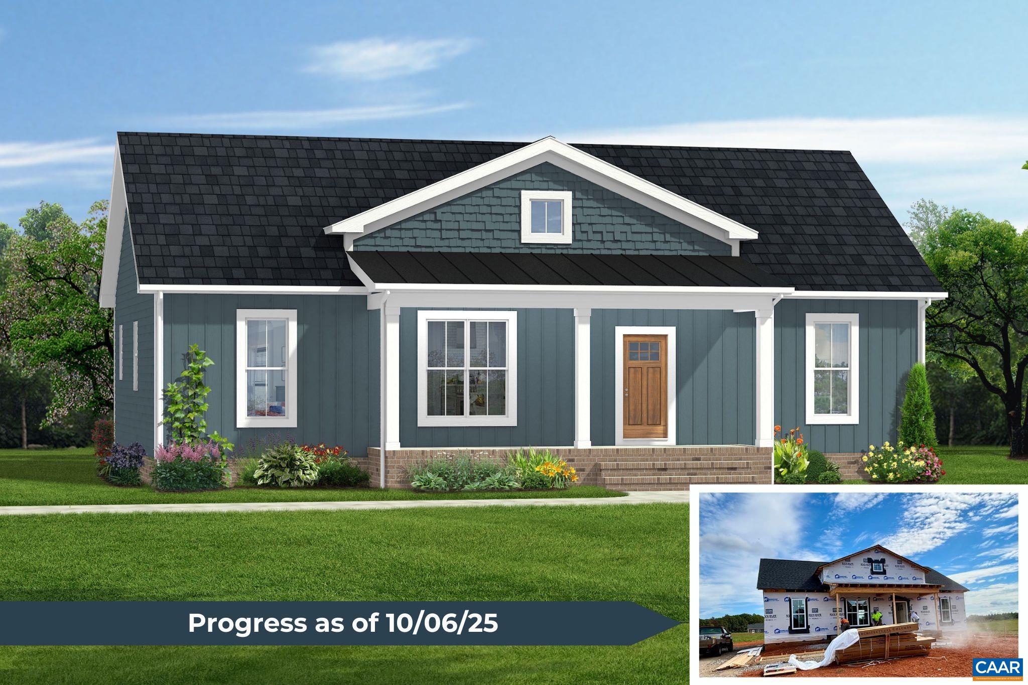 front view of a house with a yard