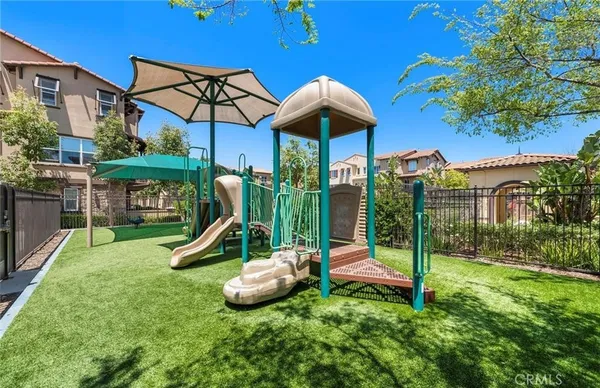 a view of a park with slide