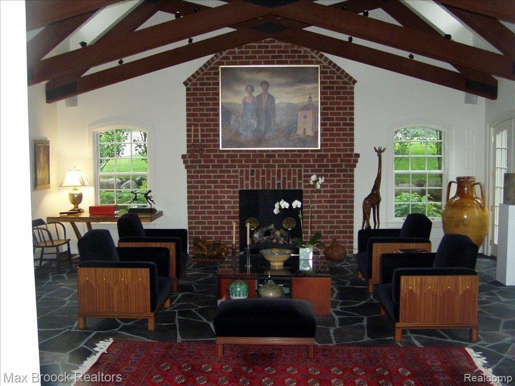 Beamed Family Rm w/French Doors