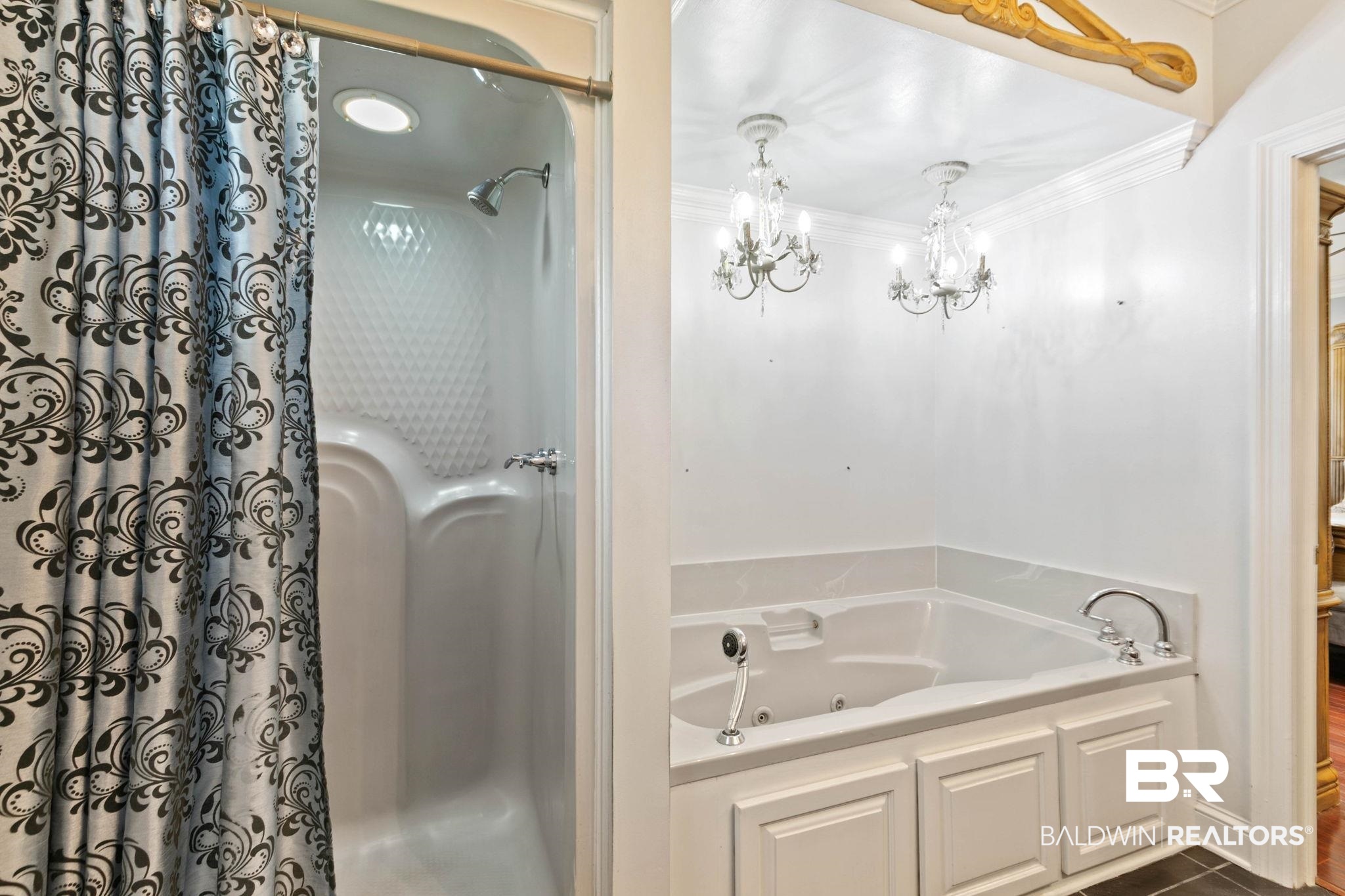 2 Speckle Trout Route Daphne, AL 36527 - Photo 21 of 61 Full bath featuring a tub with jets, a shower stall, and suspended lighting