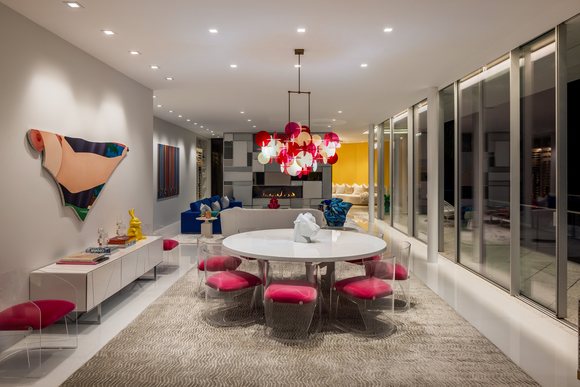 34 Cobb Isle Road Water Mill, NY 11976 - Photo 19 of 37 a living room with kitchen island furniture and a flat screen tv