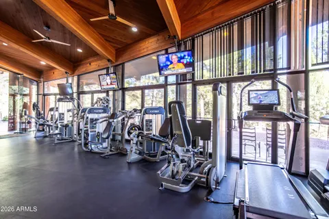 a view of a room with gym equipment