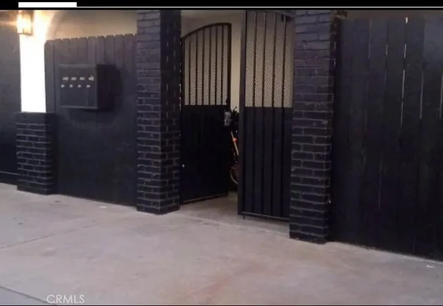 a view of wooden door