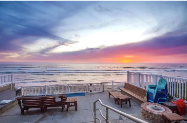a view of a terrace with outdoor seating