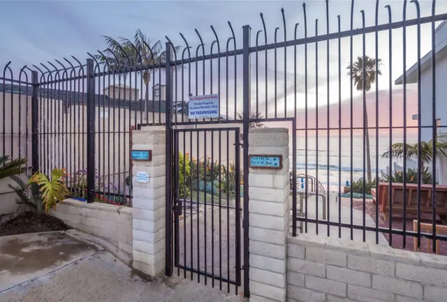 a view of a black gate