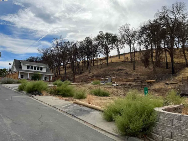 a view of a dry yard with wooden fence