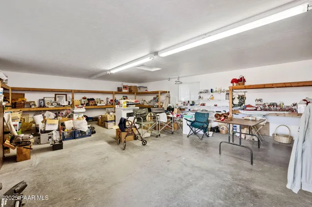 an outdoor space with furniture