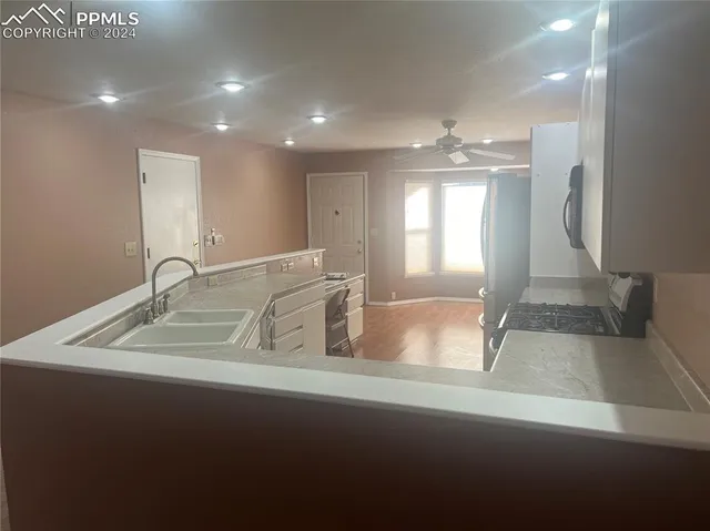 an empty room with windows