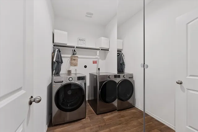a utility room with dryer and washer