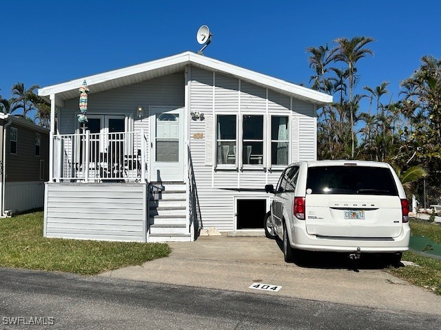 a white building with a outdoor space