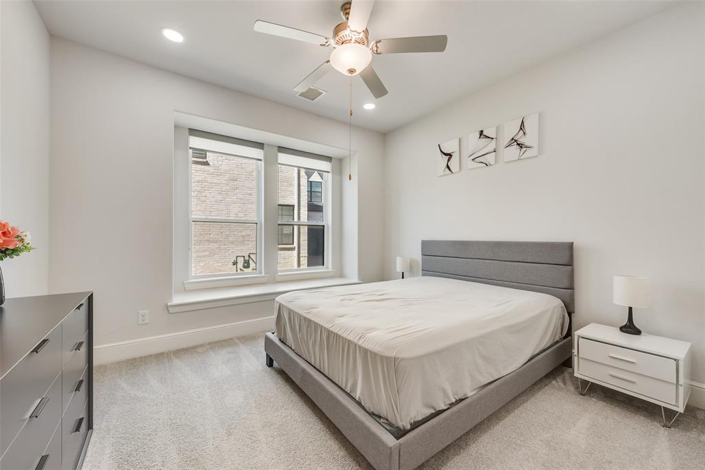 2341 Haft River Road Frisco, TX 75034 - Photo 27 of 36 Bedroom featuring light colored carpet, a ceiling fan, and recessed lighting
