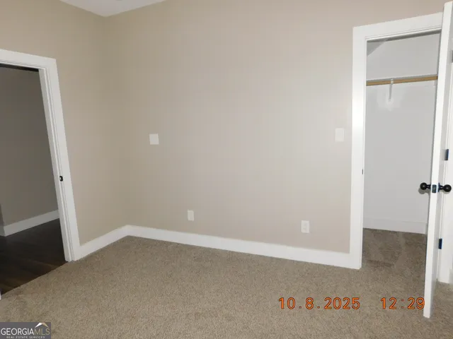 an empty room with a door