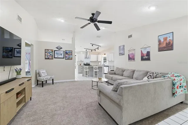 a bathroom with a sink vanity and a mirror